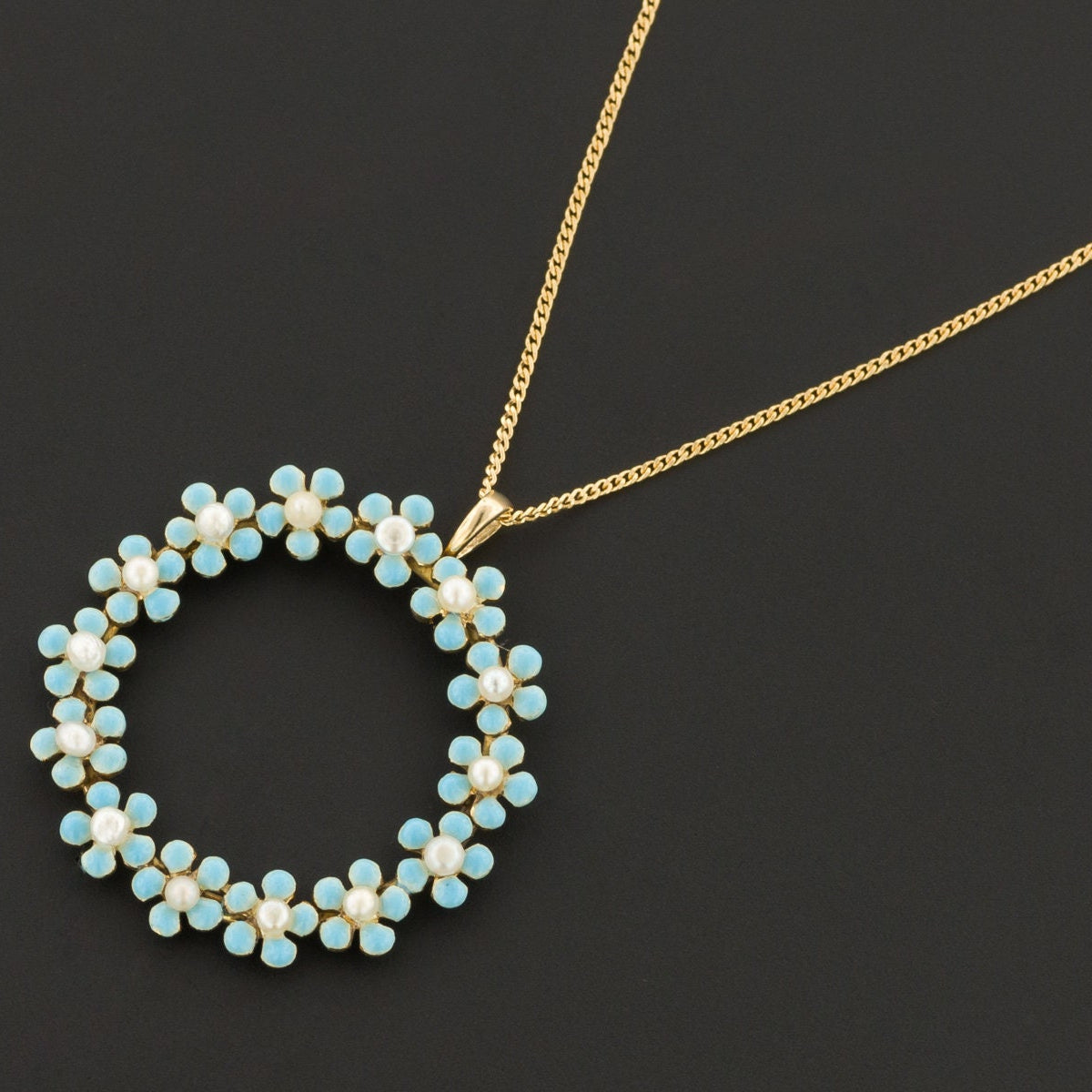 Antique Forget-Me-Not Pendant | 14k Gold Pendant on Optional 18k Chain