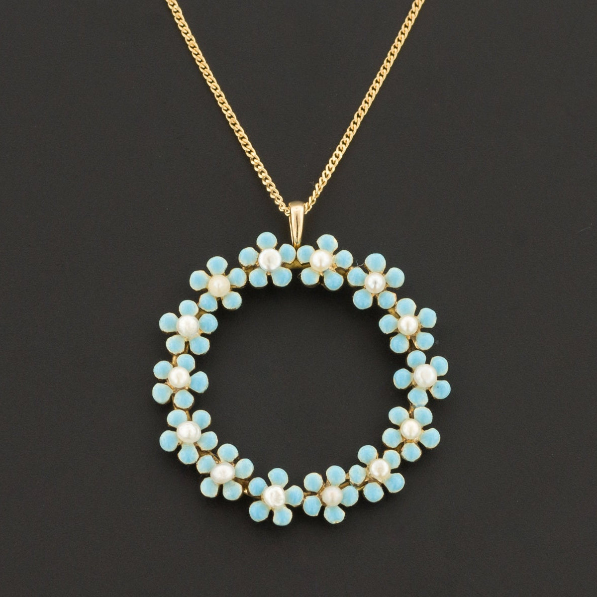 Antique Forget-Me-Not Pendant | 14k Gold Pendant on Optional 18k Chain