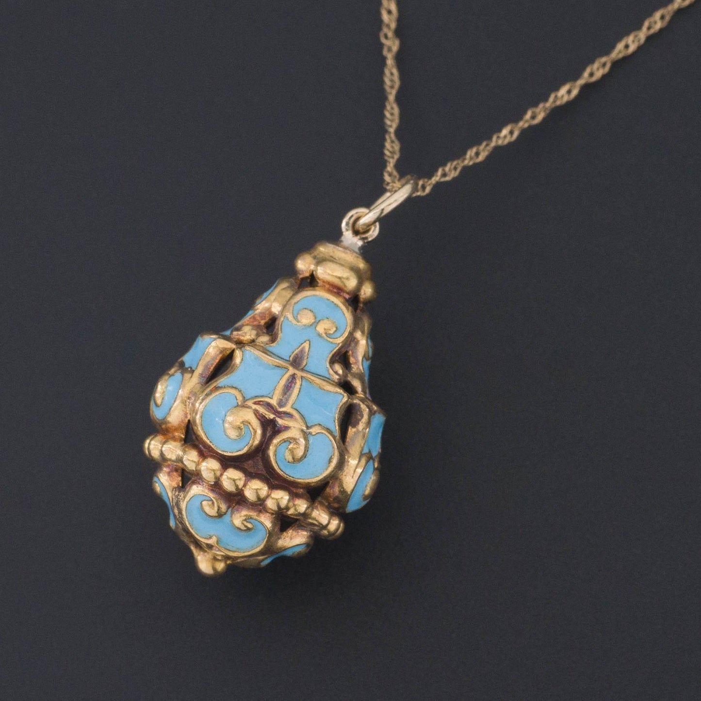 Antique Enamel Pendant | 14k Gold Pendant on Optional 10k Chain