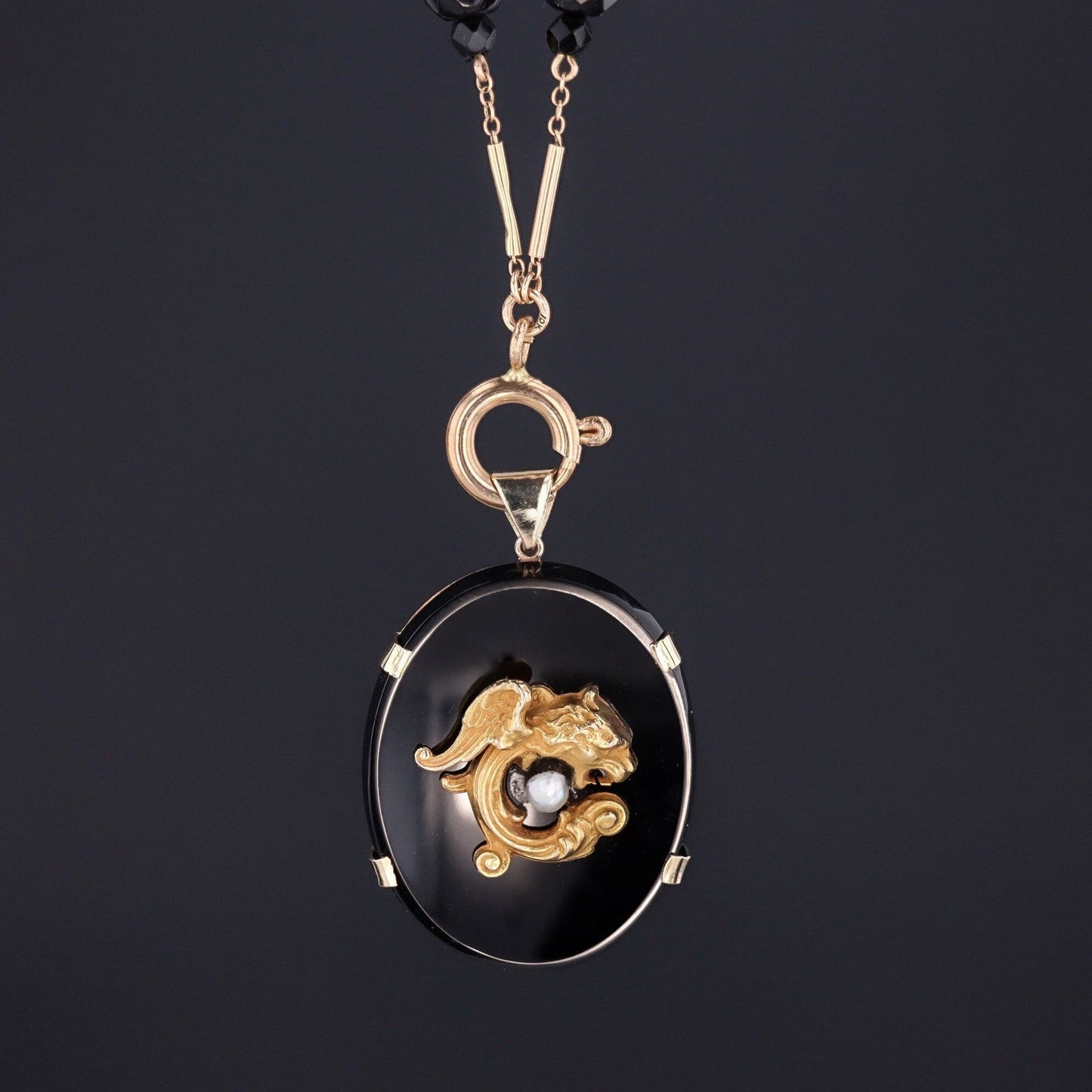 Antique Griffin Conversion Pendant of 14k Gold