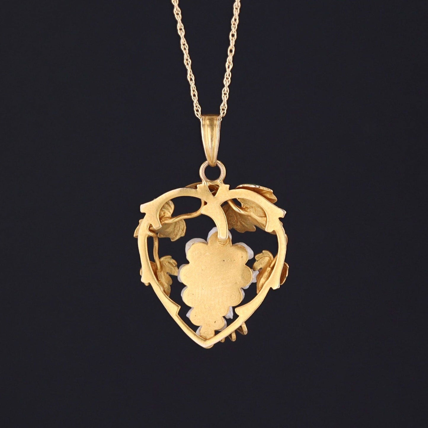 Antique Grapes Pendant | Antique Enamel and Pearl Pendant
