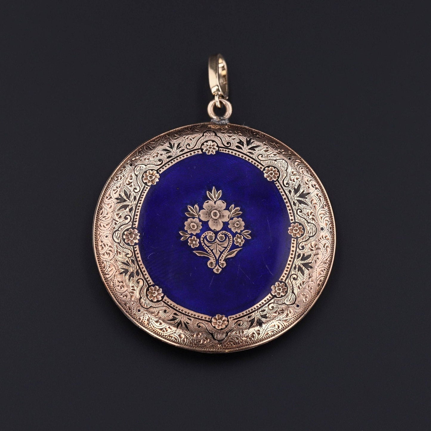 Antique Enamel Woman Pendant of 14k Gold