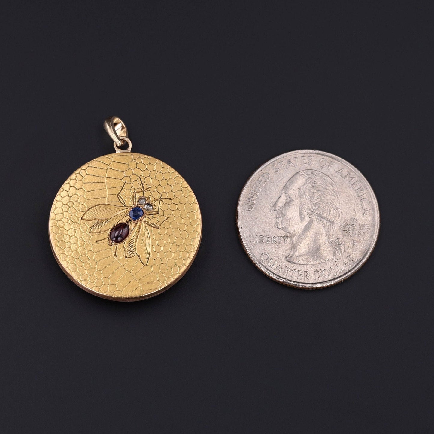 Antique Gemstone Bee Conversion Pendant of 18k Gold