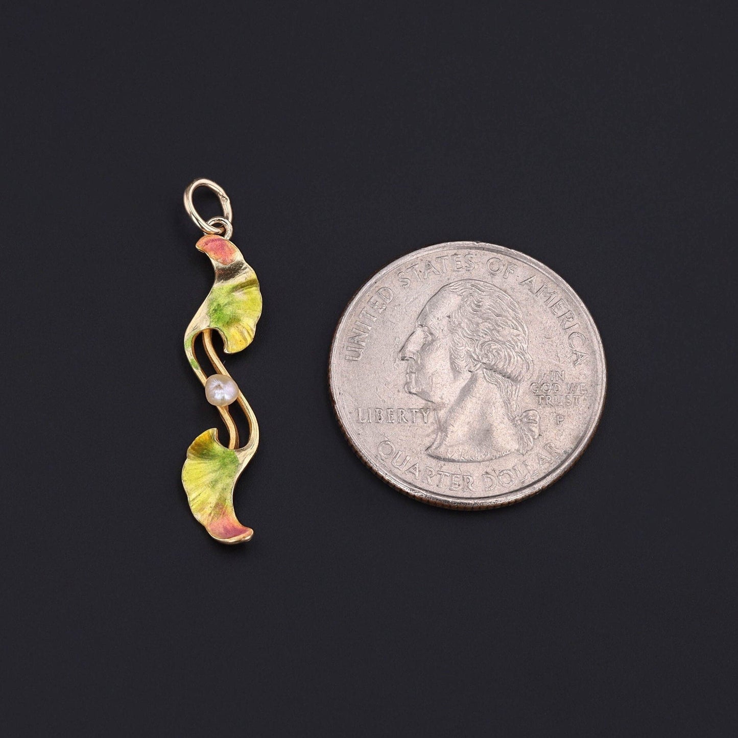 Antique Enamel Pendant of 14k Gold