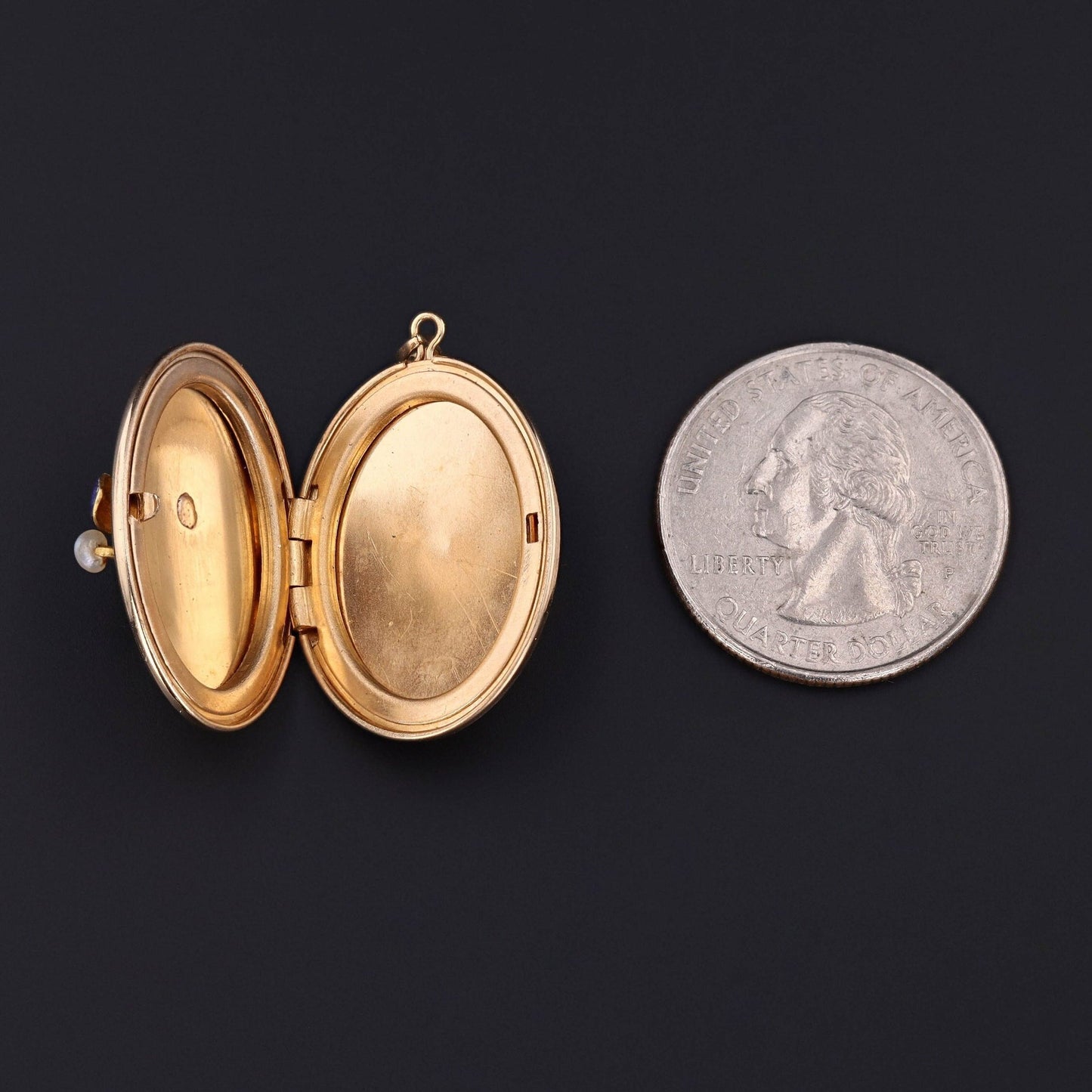 Antique Enamel Violet Locket of 14k Gold