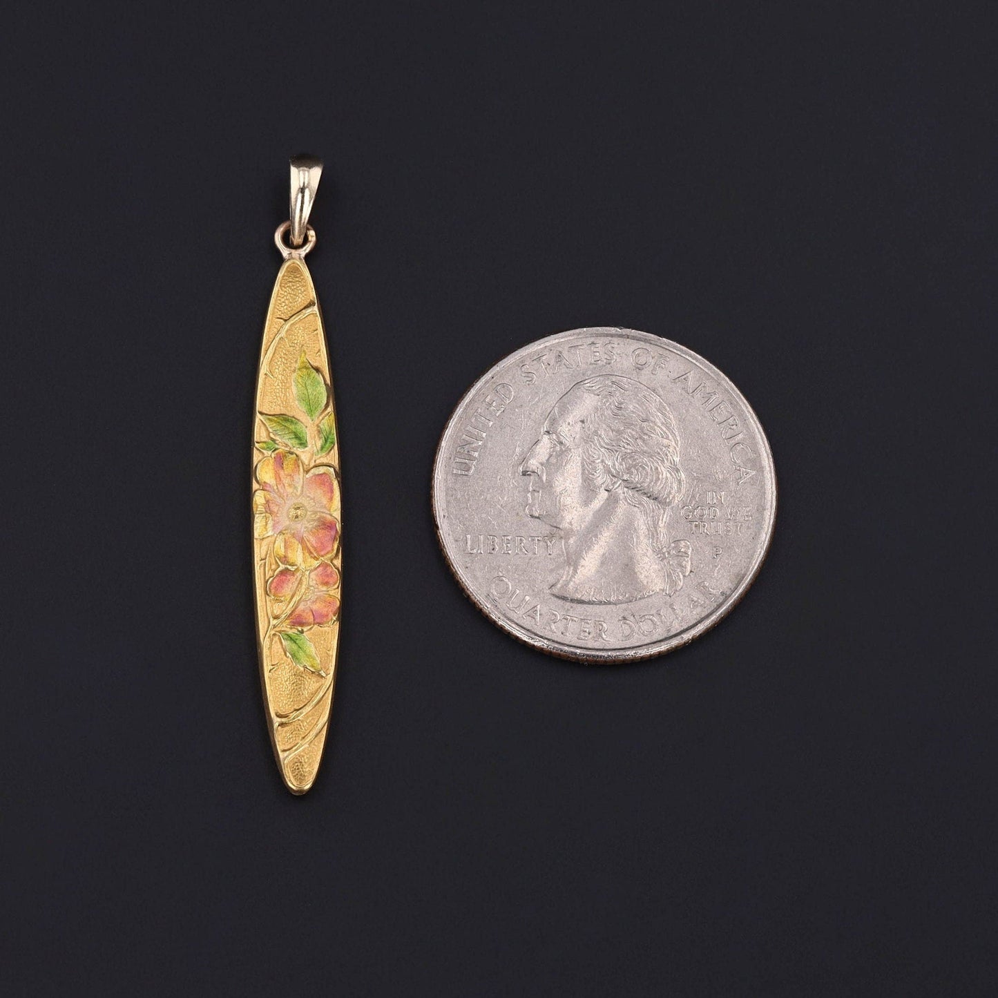 Antique Flower Pendant of 14k Gold and Enamel