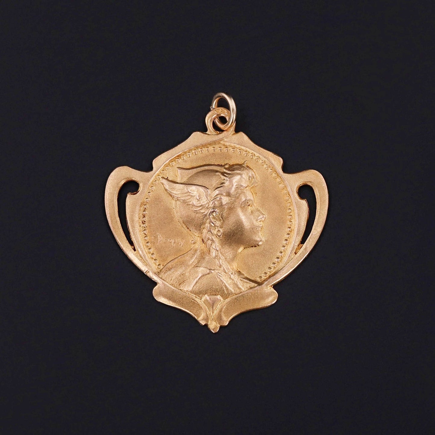 Antique French Gallia Pendant in 18k Gold by Emile Dropsy