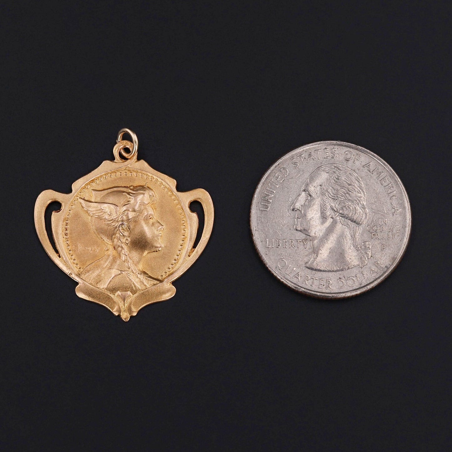 Antique French Gallia Pendant in 18k Gold by Emile Dropsy