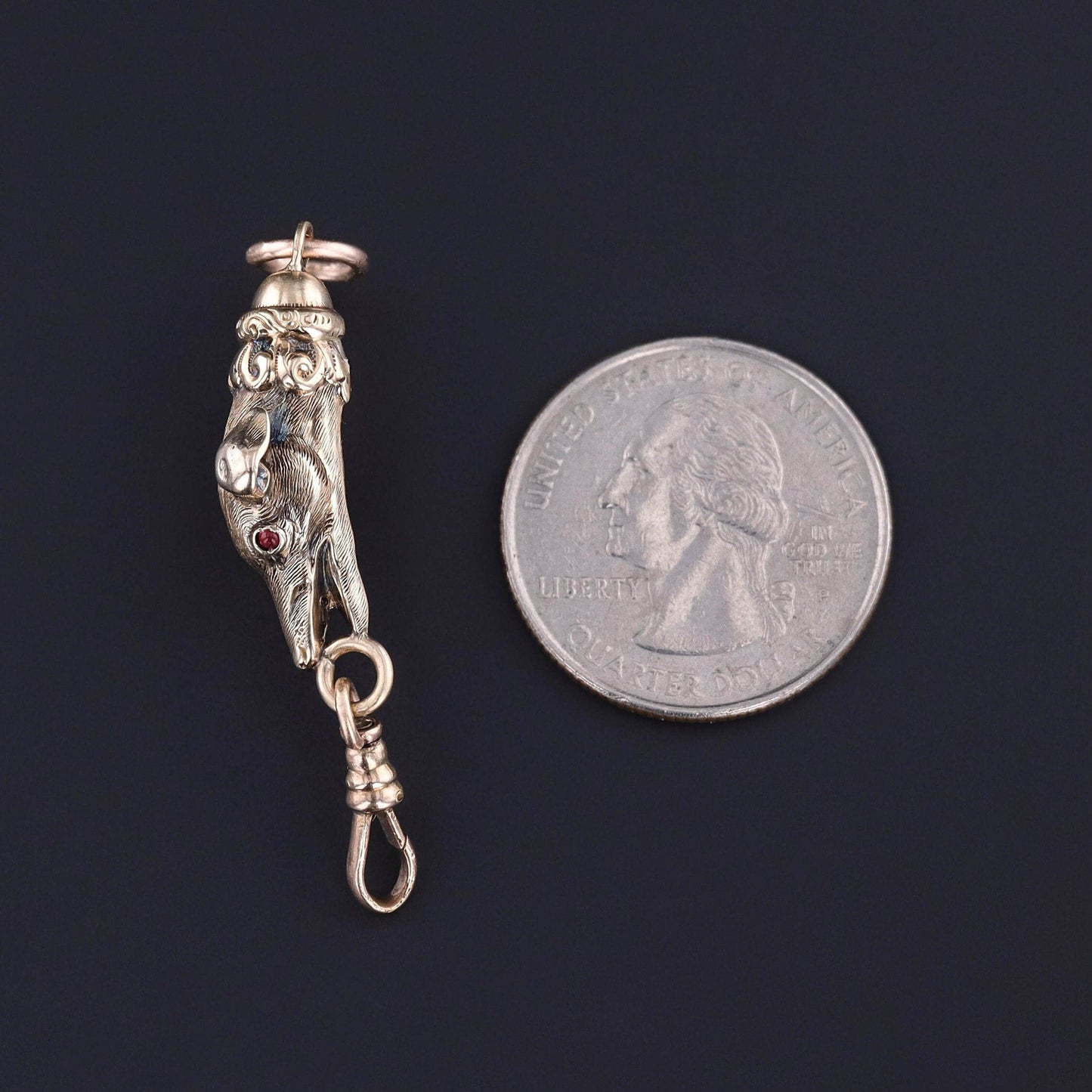 Antique Greyhound Charm Holder Swivel Clasp Pendant of 12k Gold