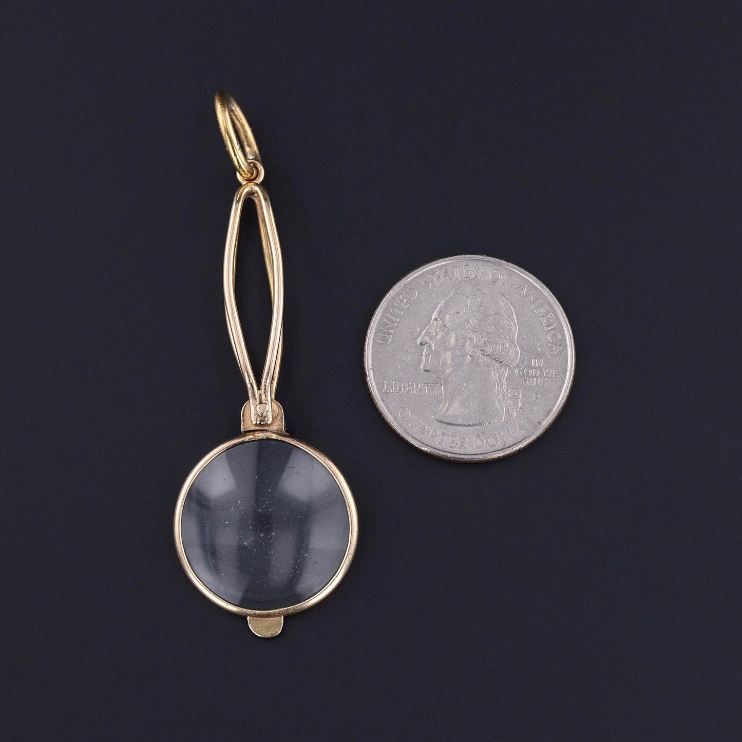 Antique Folding Magnifying Glass Pendant of 14k Gold