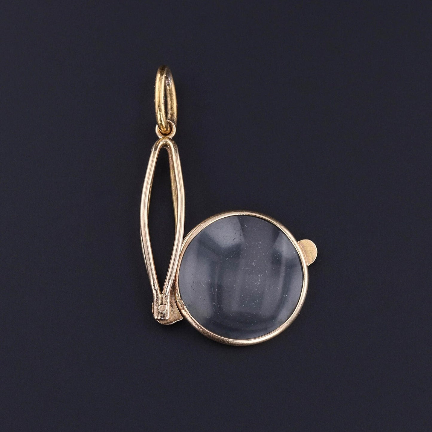 Antique Folding Magnifying Glass Pendant of 14k Gold