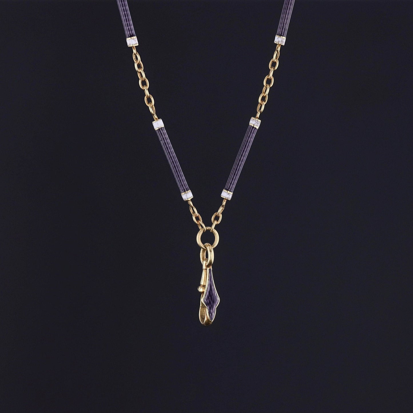 Antique Enamel Watch Chain of 18k Gold