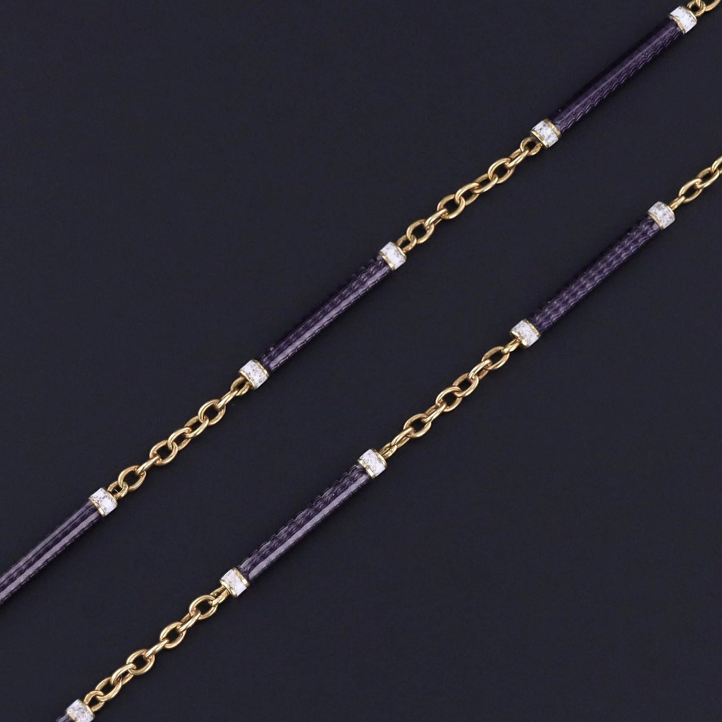 Antique Enamel Watch Chain of 18k Gold