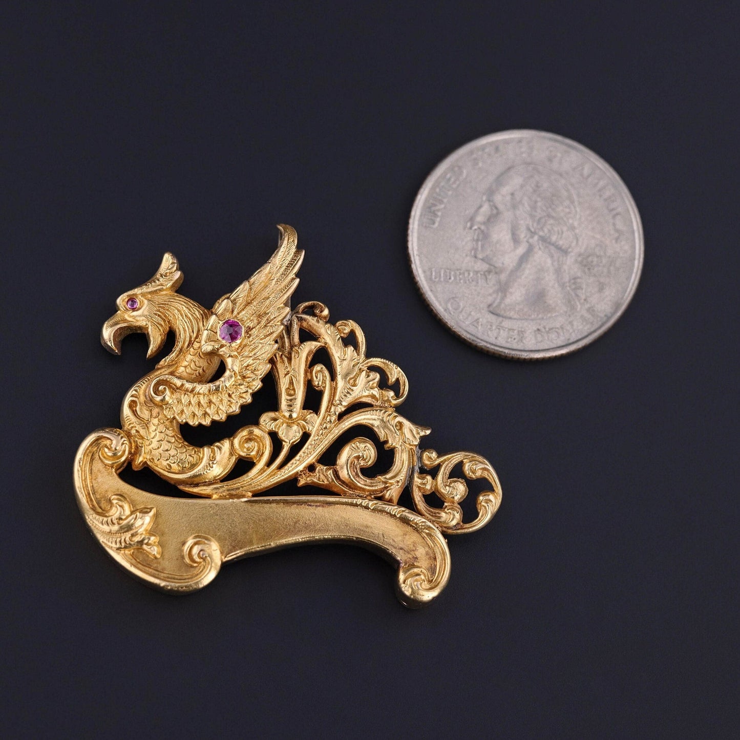 Antique Griffin Pendant of 14k Gold
