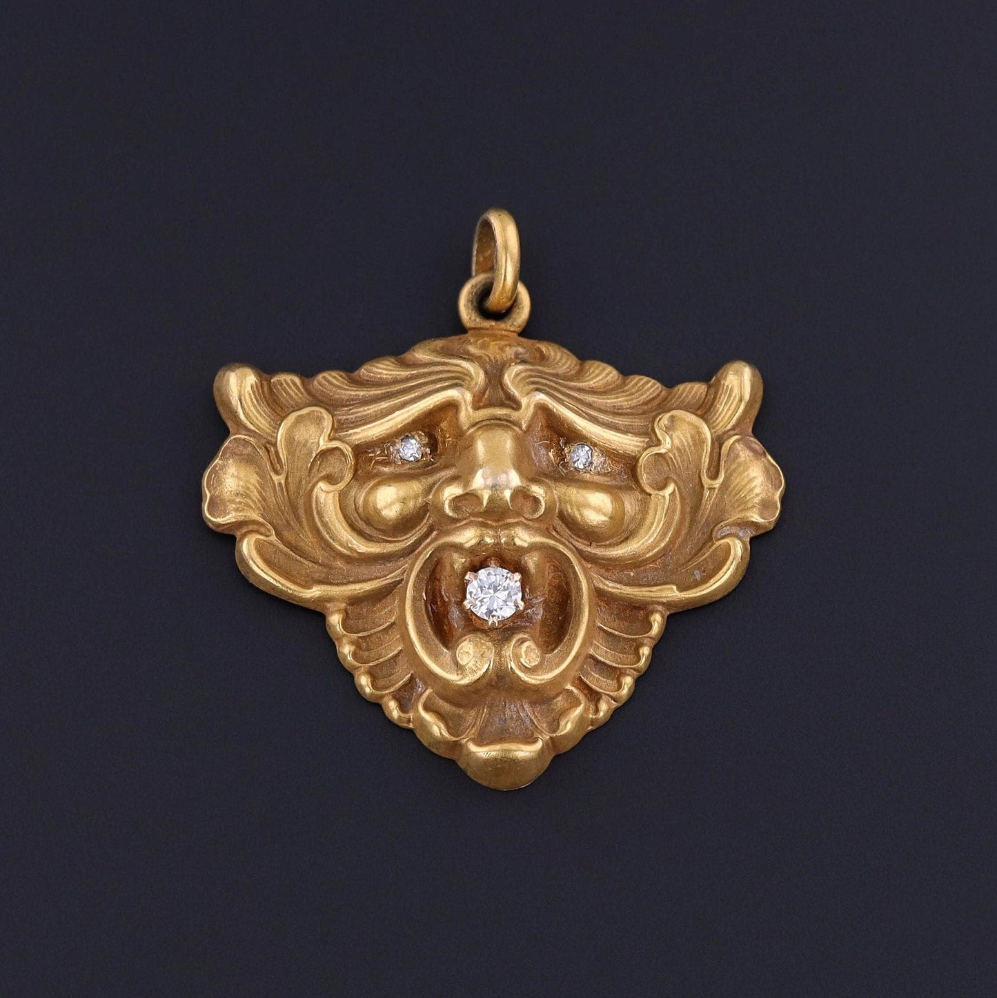 Antique Gargoyle Pendant of 10k Gold