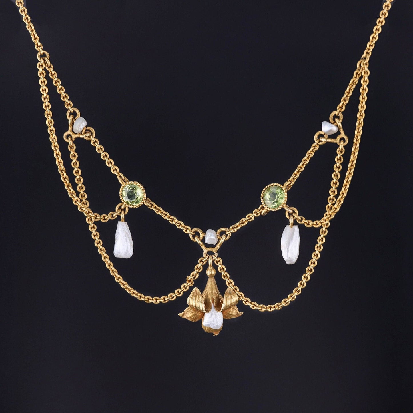 Antique Festoon Necklace of 10k Gold