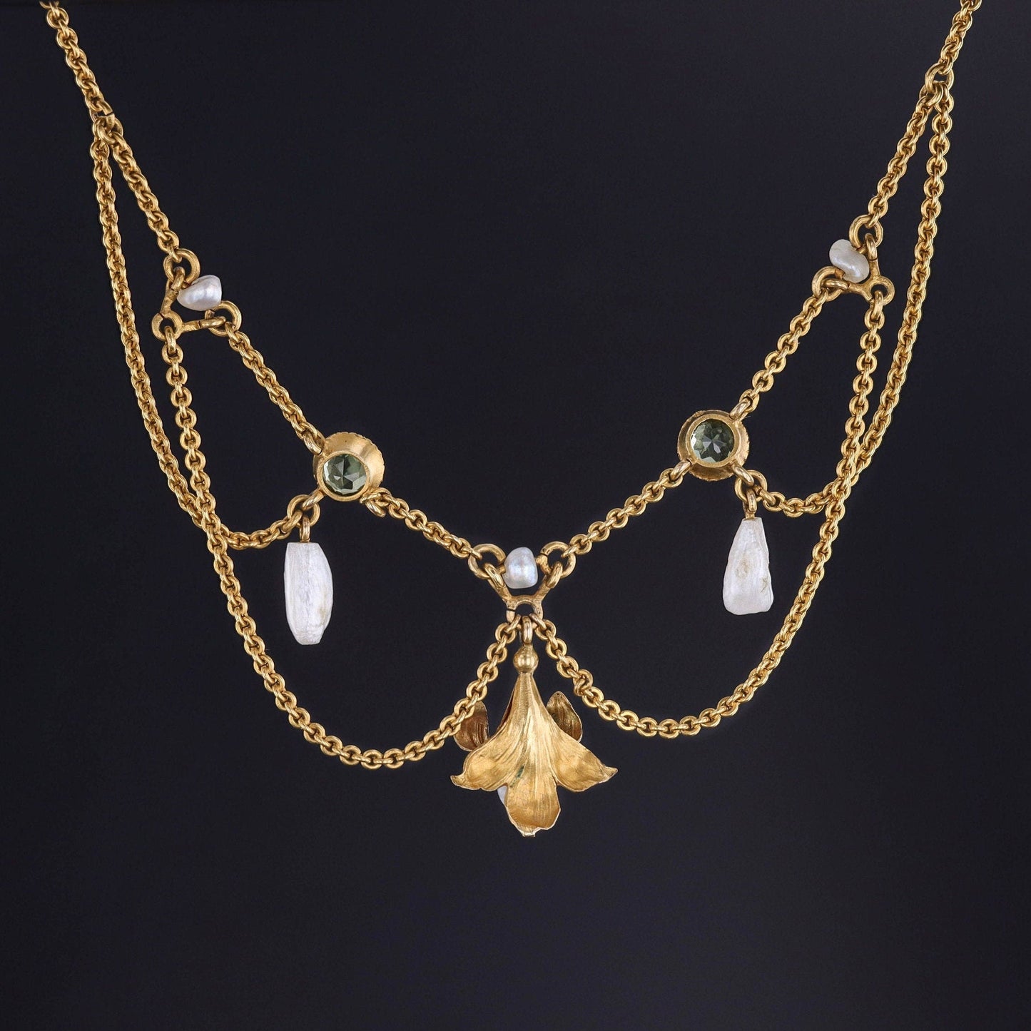 Antique Festoon Necklace of 10k Gold