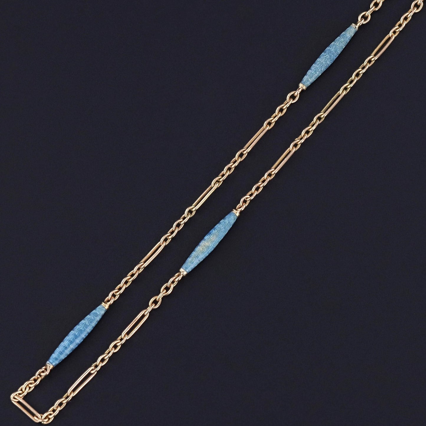Antique Enamel Watch Chain of 14k Gold