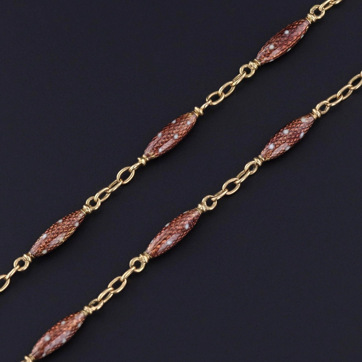 Antique Enamel Watch Chain of 18k Gold