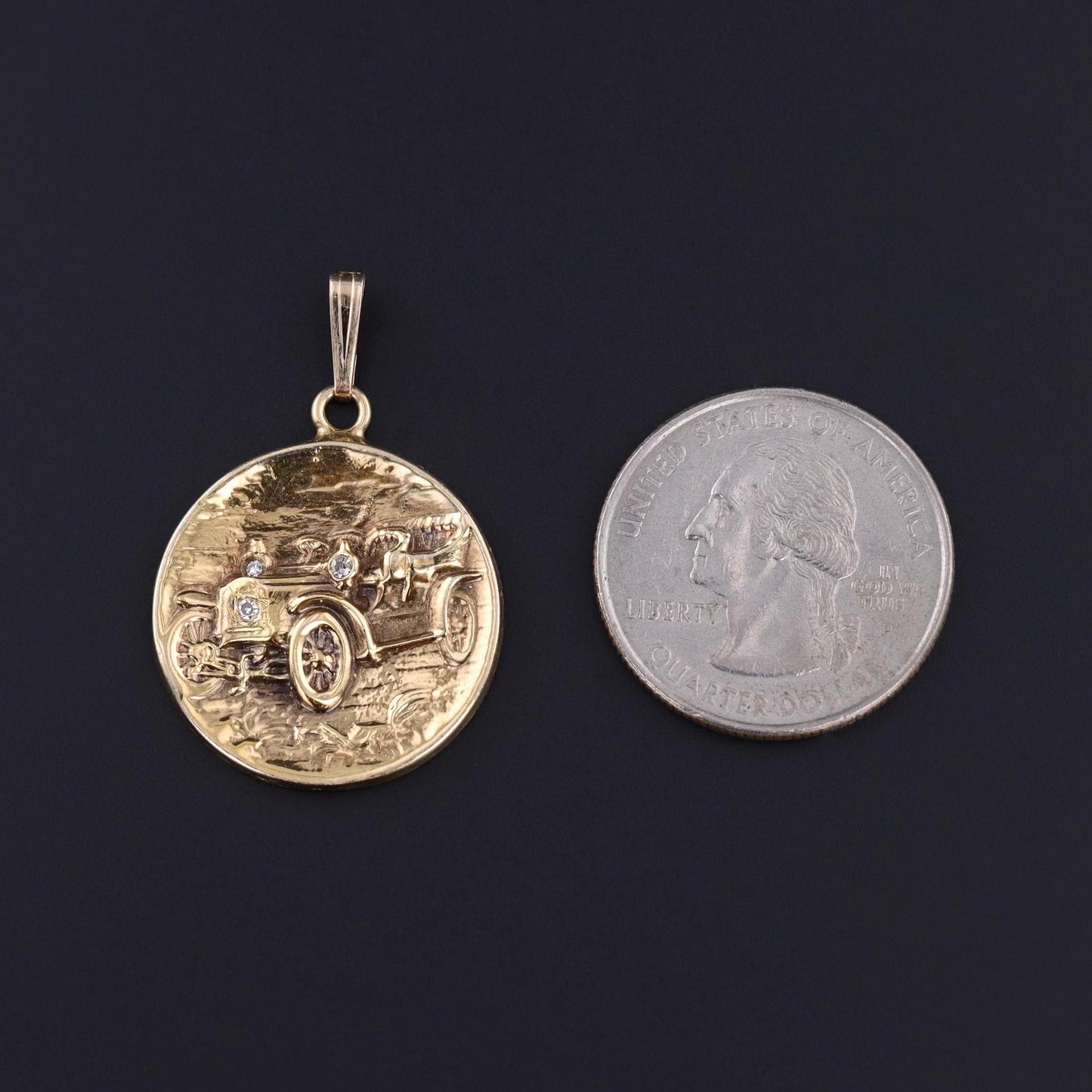 Antique Ford Model B Car Pendant of 14k Gold