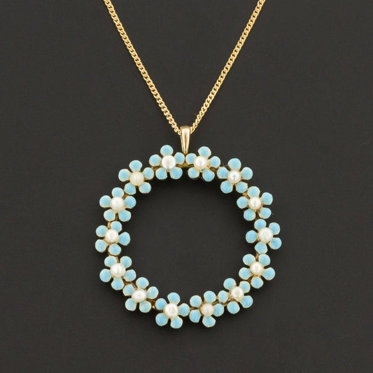 Antique Forget-Me-Not Pendant | 14k Gold Pendant on Optional 18k Chain