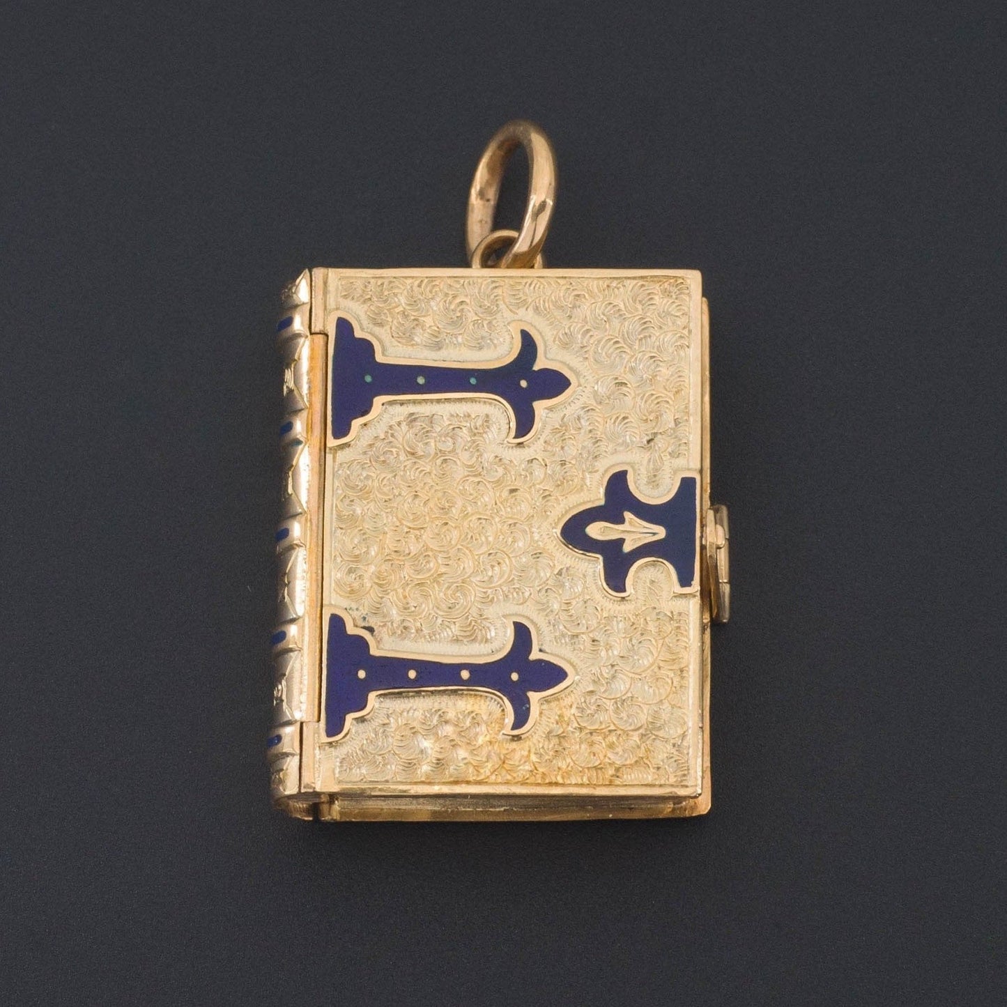 Antique Gold and Enamel Book Locket | 14k Gold Locket