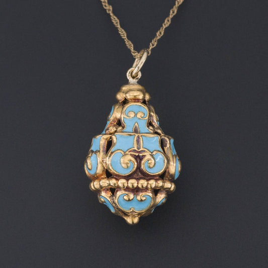 Antique Enamel Pendant | 14k Gold Pendant on Optional 10k Chain