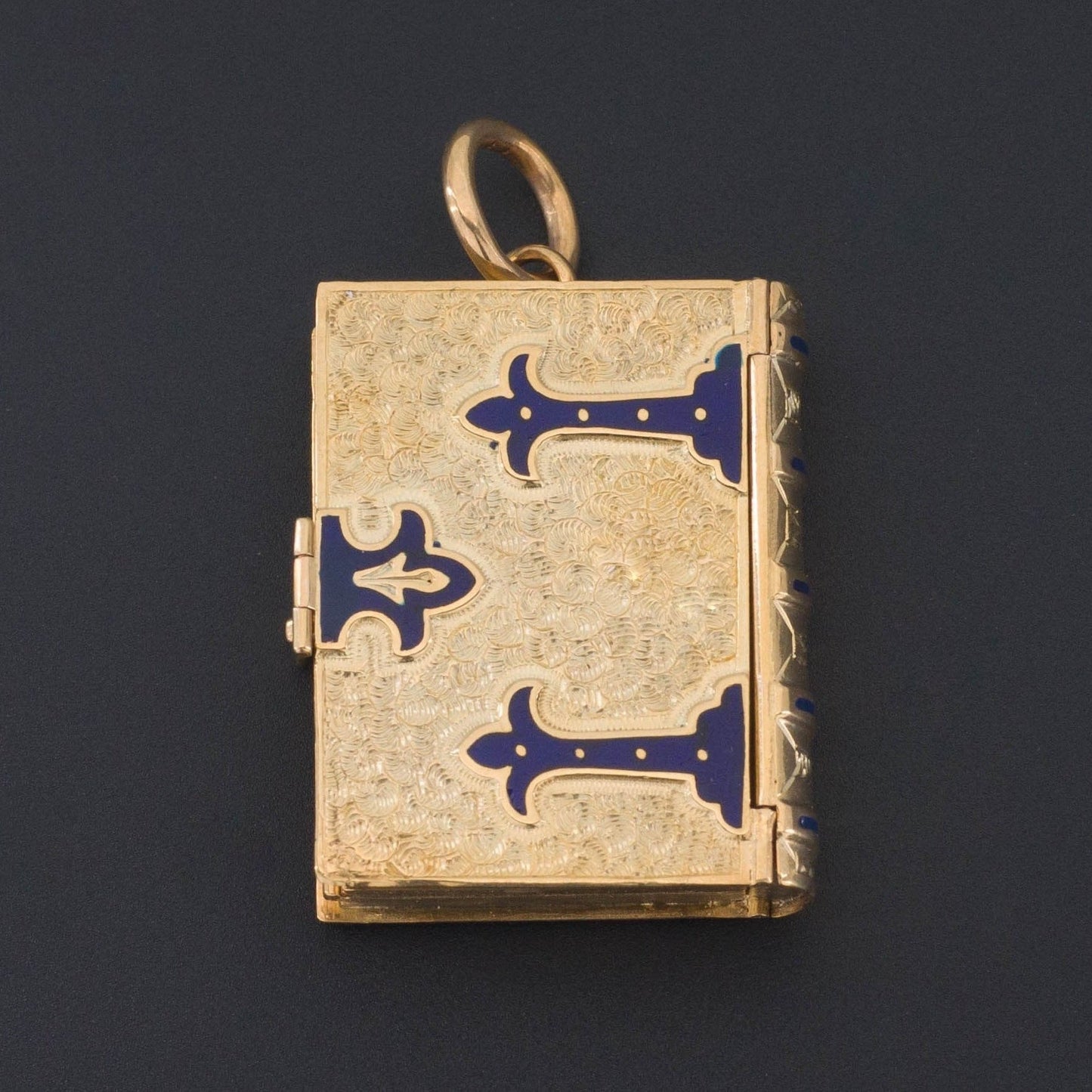 Antique Gold and Enamel Book Locket | 14k Gold Locket