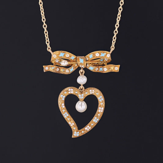 Antique Heart Conversion Necklace of 14k Gold