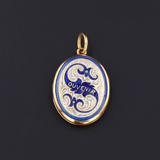 Antique Enamel ¡®Souvenir¡¯ Locket of 14k Gold