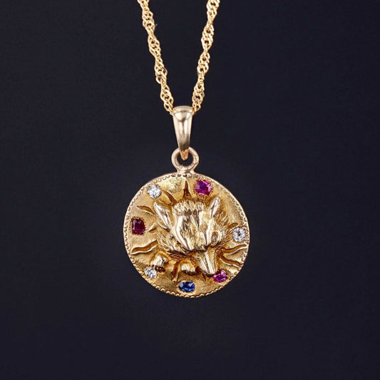 Antique Fox Pendant | Fox with Rubies, Diamonds and Sapphire