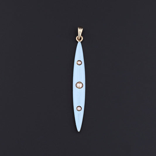 Antique Enamel Pendant | 14k Gold, Enamel & Pearl Pendant