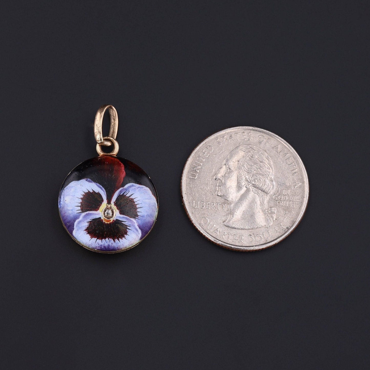 Antique Enamel Pansy Locket of 14k Gold