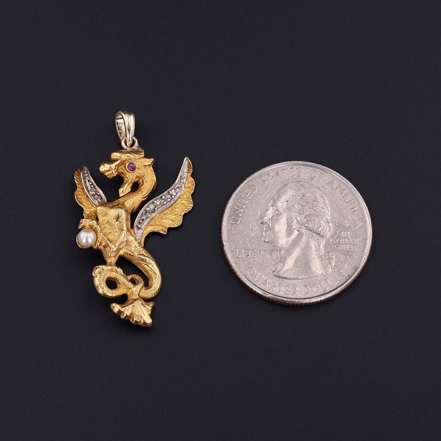 Antique Griffin Conversion Pendant of 18k Gold