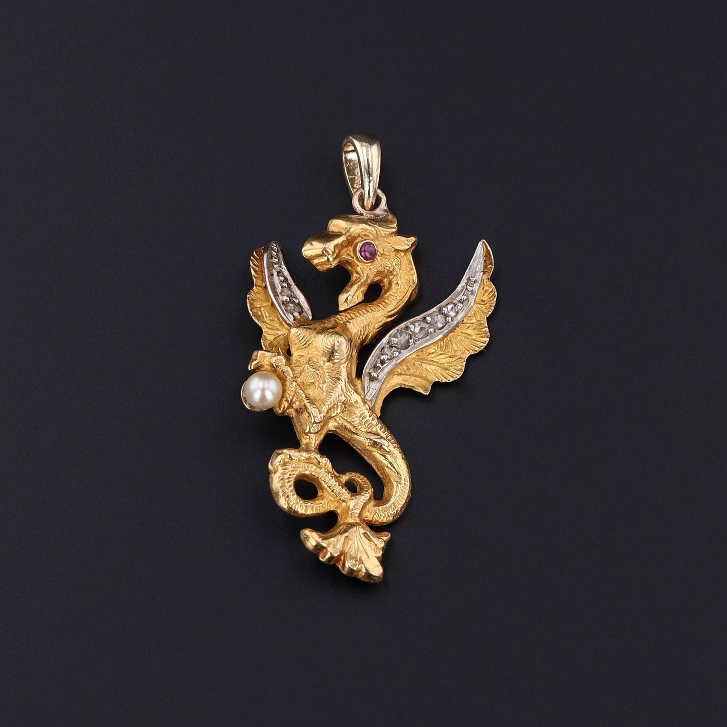 Antique Griffin Conversion Pendant of 18k Gold