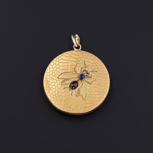 Antique Gemstone Bee Conversion Pendant of 18k Gold