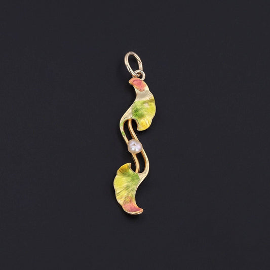 Antique Enamel Pendant of 14k Gold