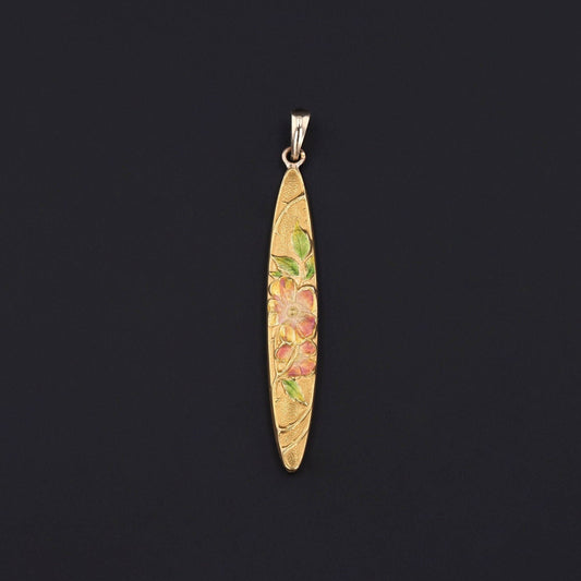 Antique Flower Pendant of 14k Gold and Enamel