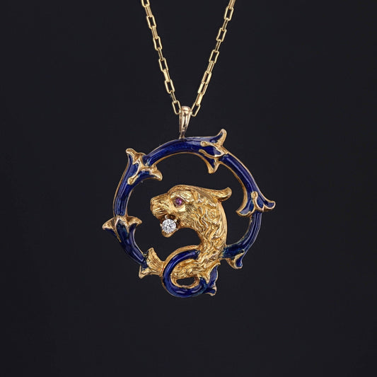 Antique Griffin Conversion Pendant of 14k Gold