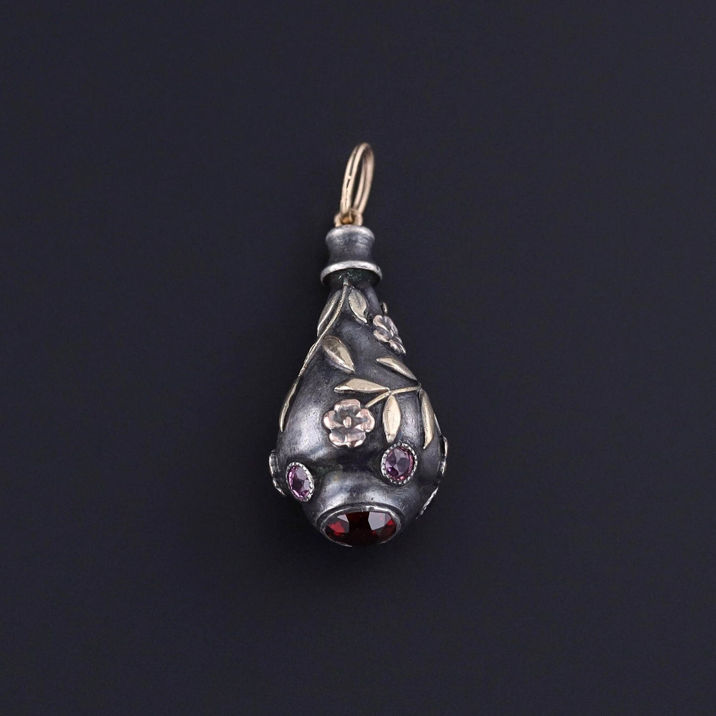 Antique Garnet Pendant of Silver and Gold