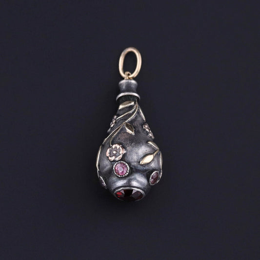 Antique Garnet Pendant of Silver and Gold