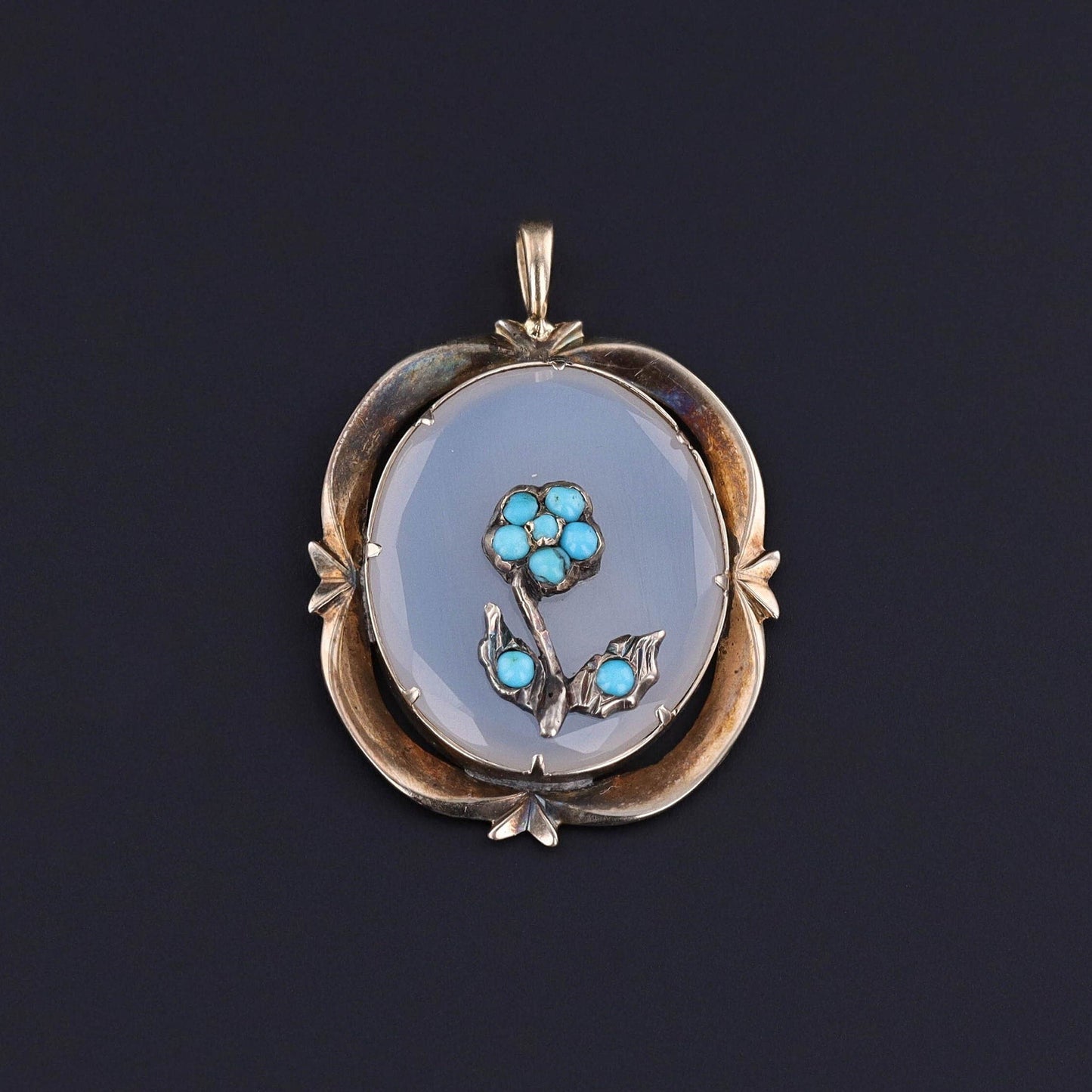 Antique Forget-me-not Conversion Pendant of 10k Gold