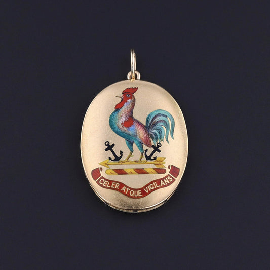 Antique Enamel Rooster Pendant