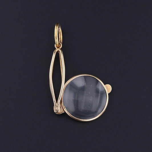 Antique Folding Magnifying Glass Pendant of 14k Gold