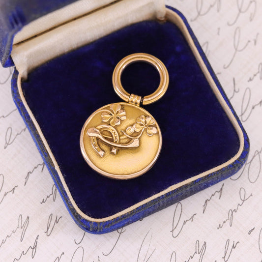 Antique Good Luck Pendant of 10k Gold