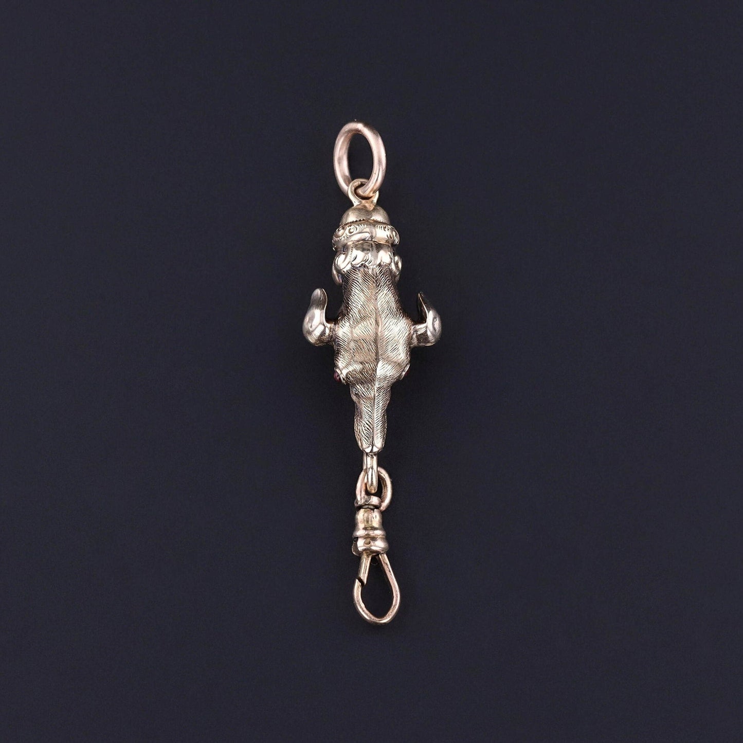 Antique Greyhound Charm Holder Swivel Clasp Pendant of 12k Gold