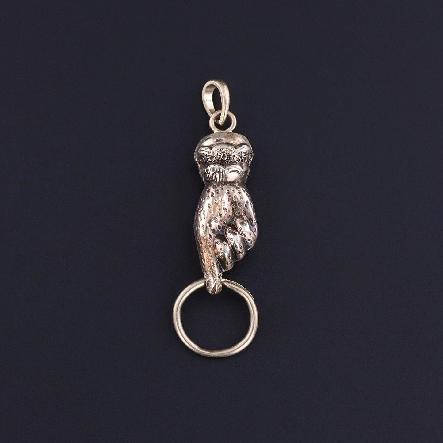 Antique Hand Charm Holder Pendant of 14k Gold