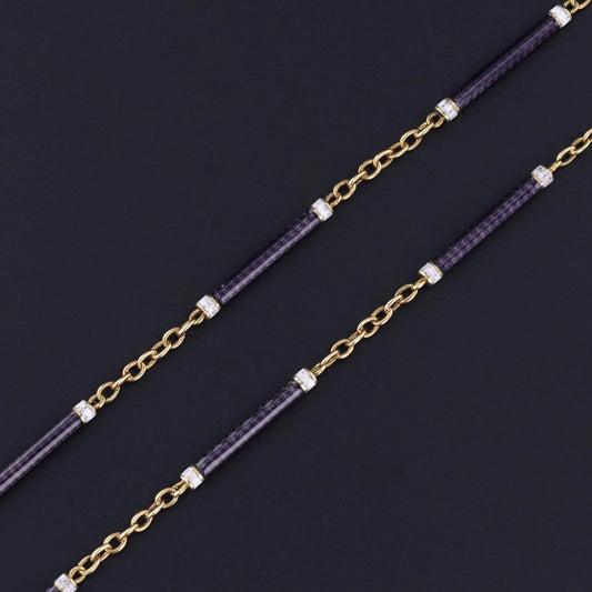 Antique Enamel Watch Chain of 18k Gold