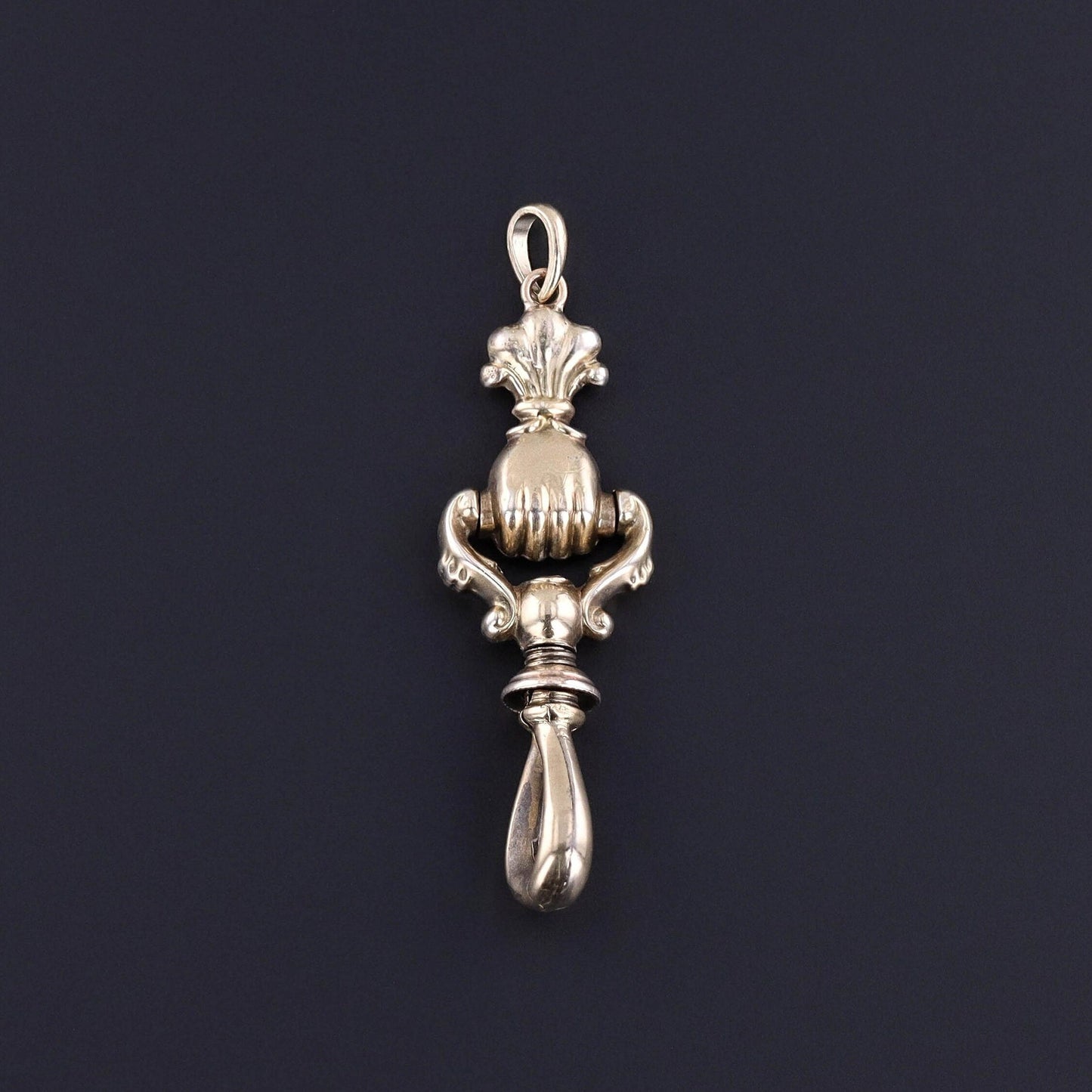 Antique Hand Charm Holder of 14k Gold