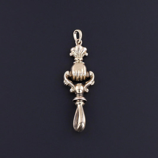Antique Hand Charm Holder of 14k Gold